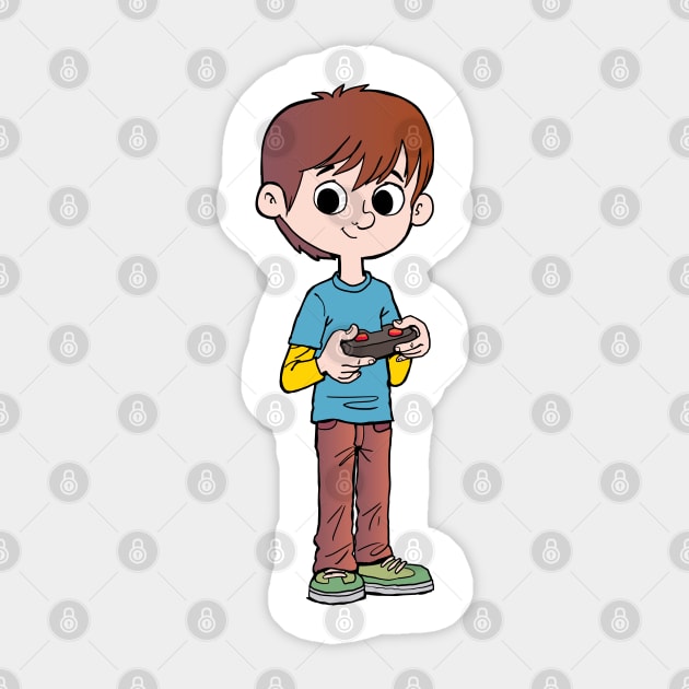 boy is holding a joystick in his hands Sticker by duxpavlic